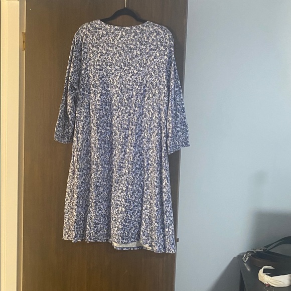 J. Jill 3/4 Sleeve Floral size 1X Dress Blue and White - Picture 5 of 5